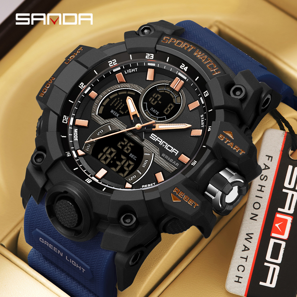 Rubber Strap Diver - SANDA 6198 Men's Electronic Watch Fashion