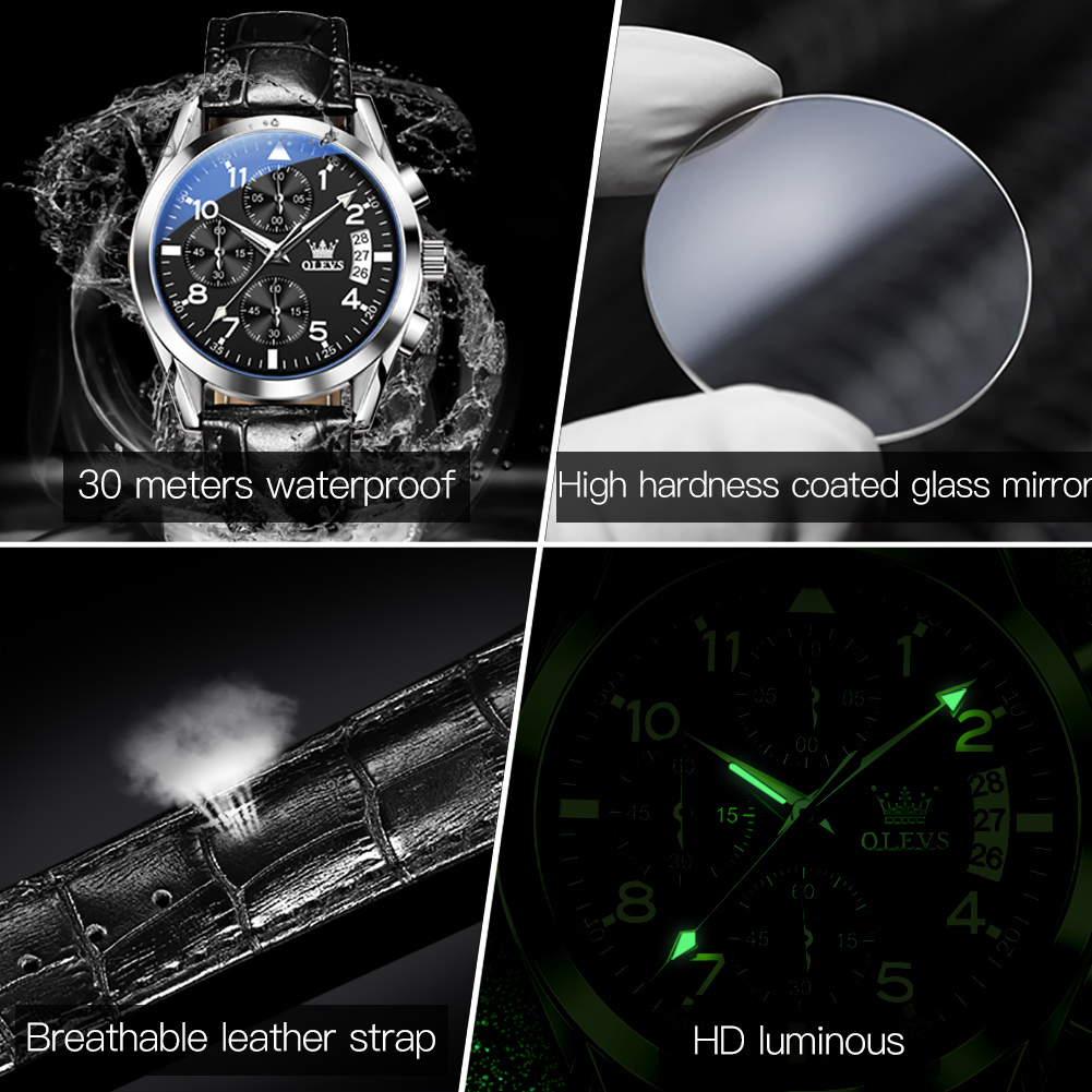OLEVS Quartz Watch for Men Ori - Leather Watch Band Men のレビューと価格