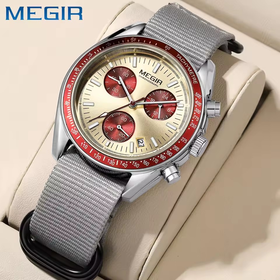 MEGIR 2247 Men's Luxury Quartz - Canvas Strap Watch のレビューと価格