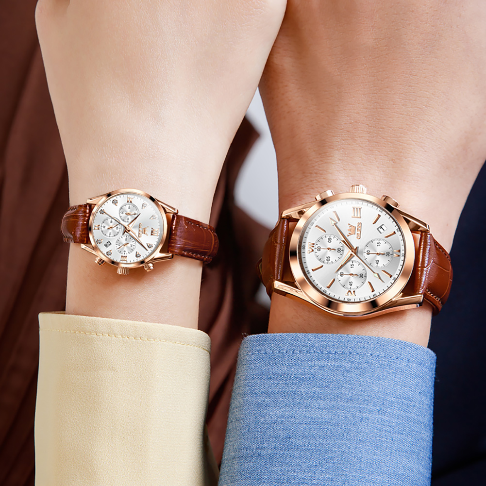 OLEVS Couple Watch for Men Wom - Leather Watch Band Men のレビューと価格