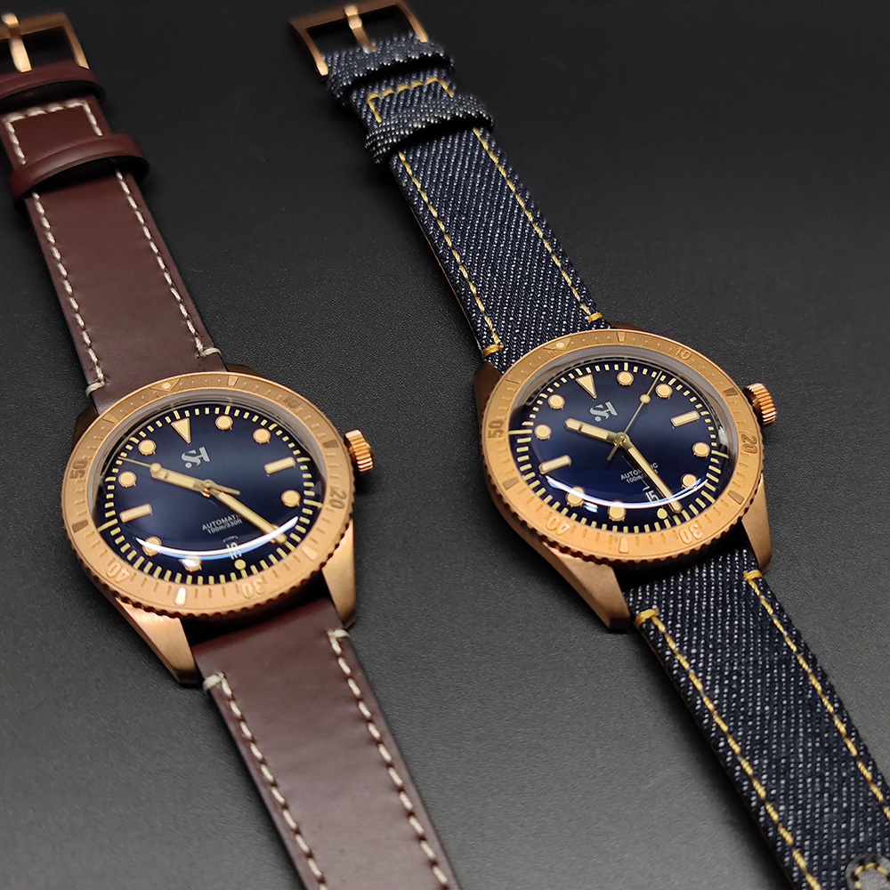42mm Bronze Mens Watch Mechani - Canvas Strap Watch のレビューと価格