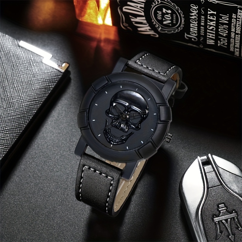 Skull Pattern Multi Display Po - Leather Watch Band Men のレビューと価格