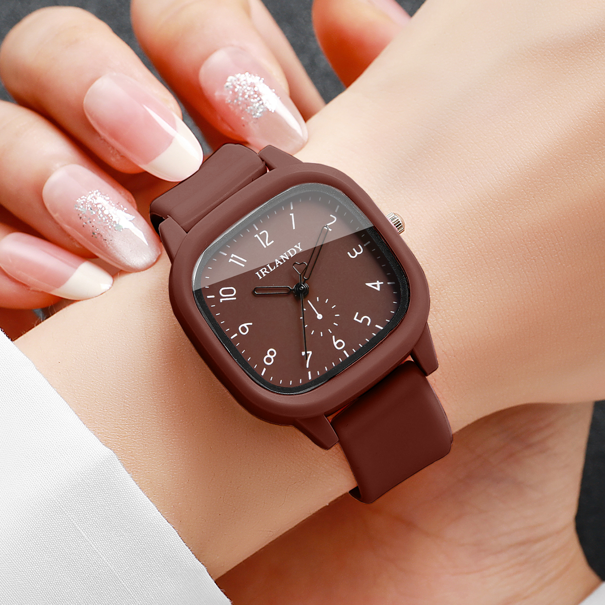 2PCS Fashion Square Arabic Dia - Silicone Band Women のレビューと価格