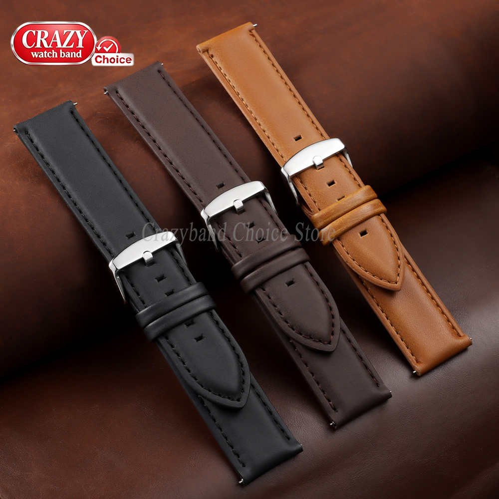 Oil Wax Cowhide Watch Band 18m - Leather Strap Quick Release のレビューと価格