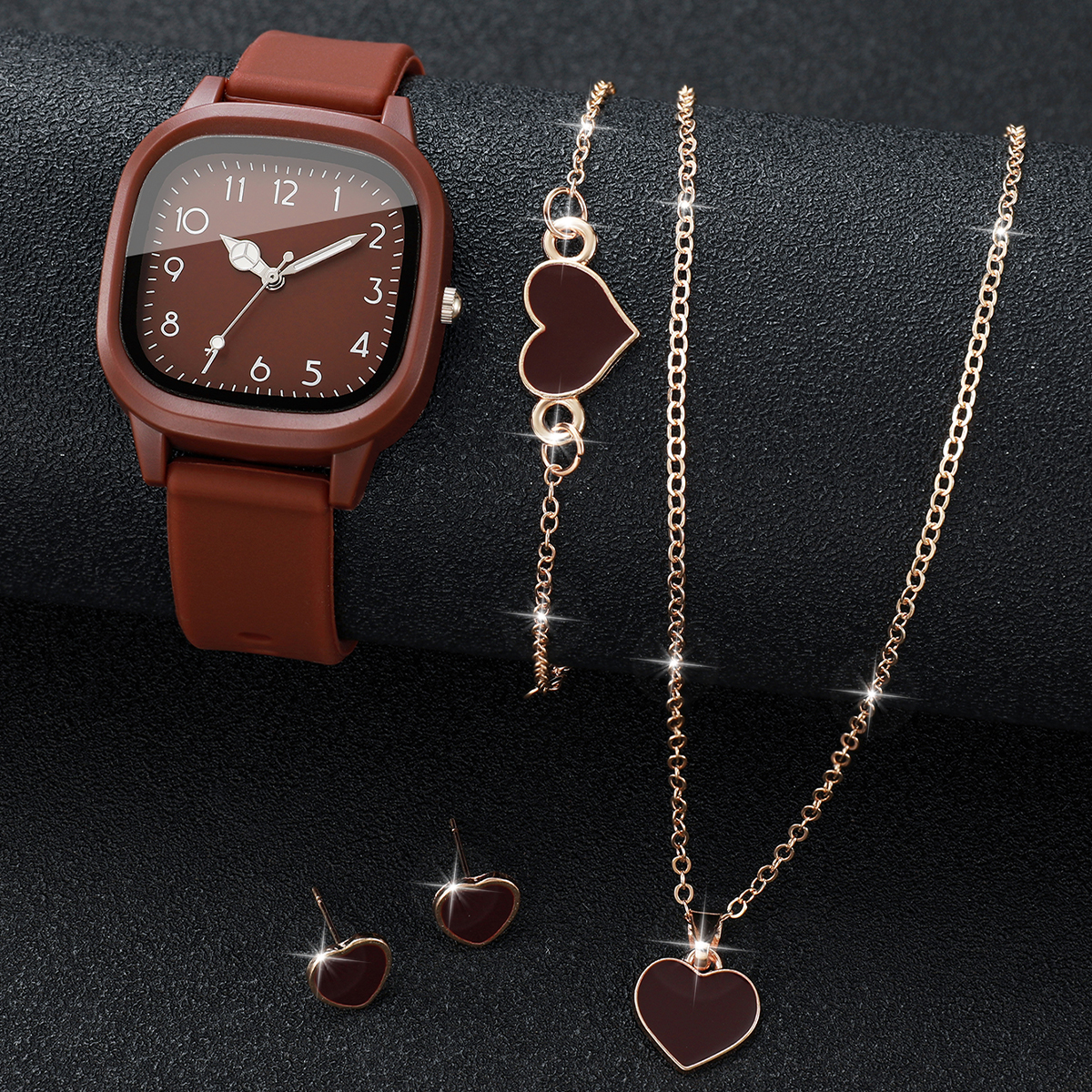 5PCS Fashion Women Watches Hea - Silicone Band Women のレビューと価格