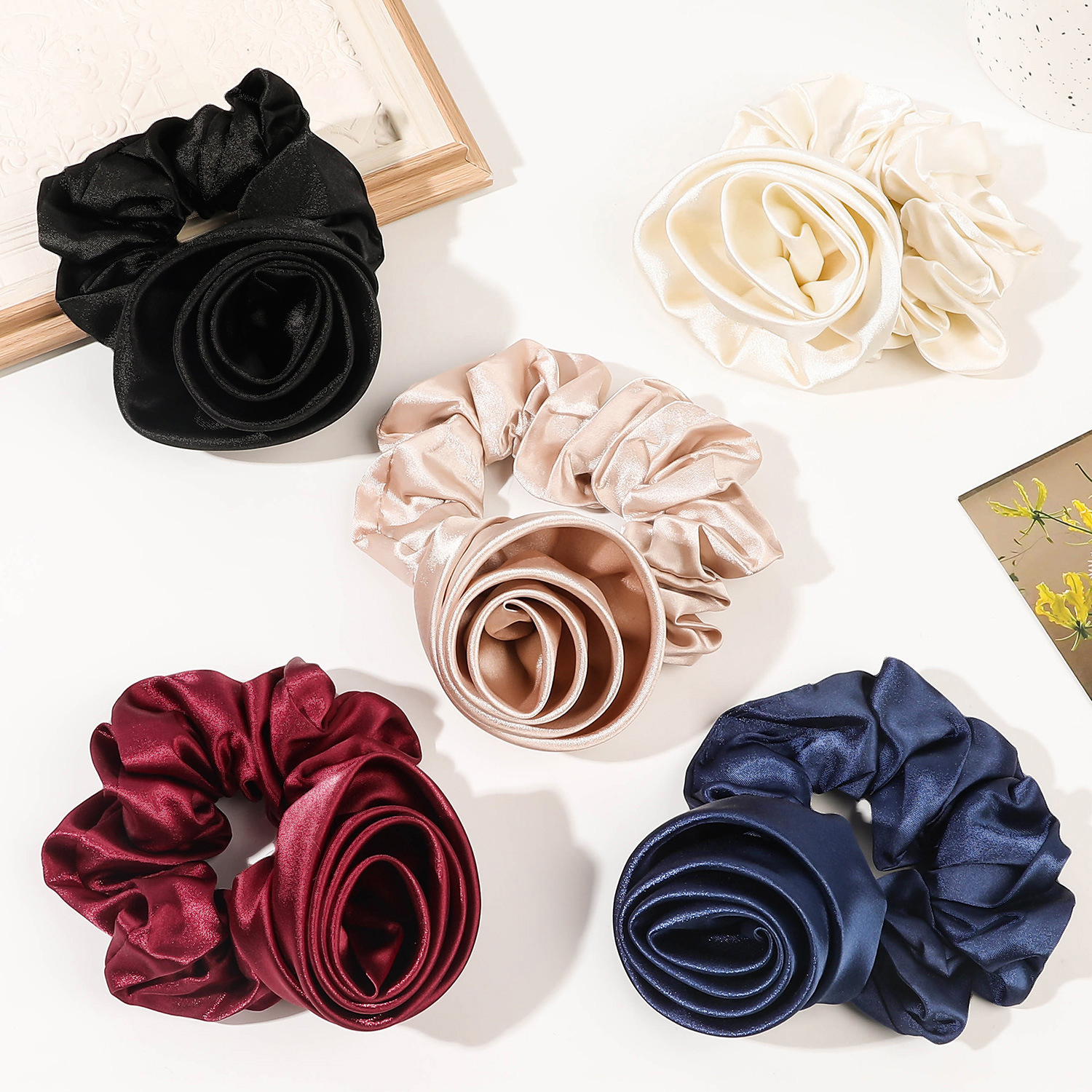 Korean Women Rose Elastic Hair - Silicone Band Women のレビューと価格
