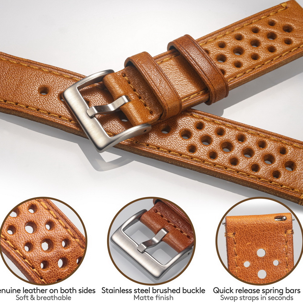 Hemsut Cowhide Watch Band Quic - Leather Strap Quick Release のレビューと価格