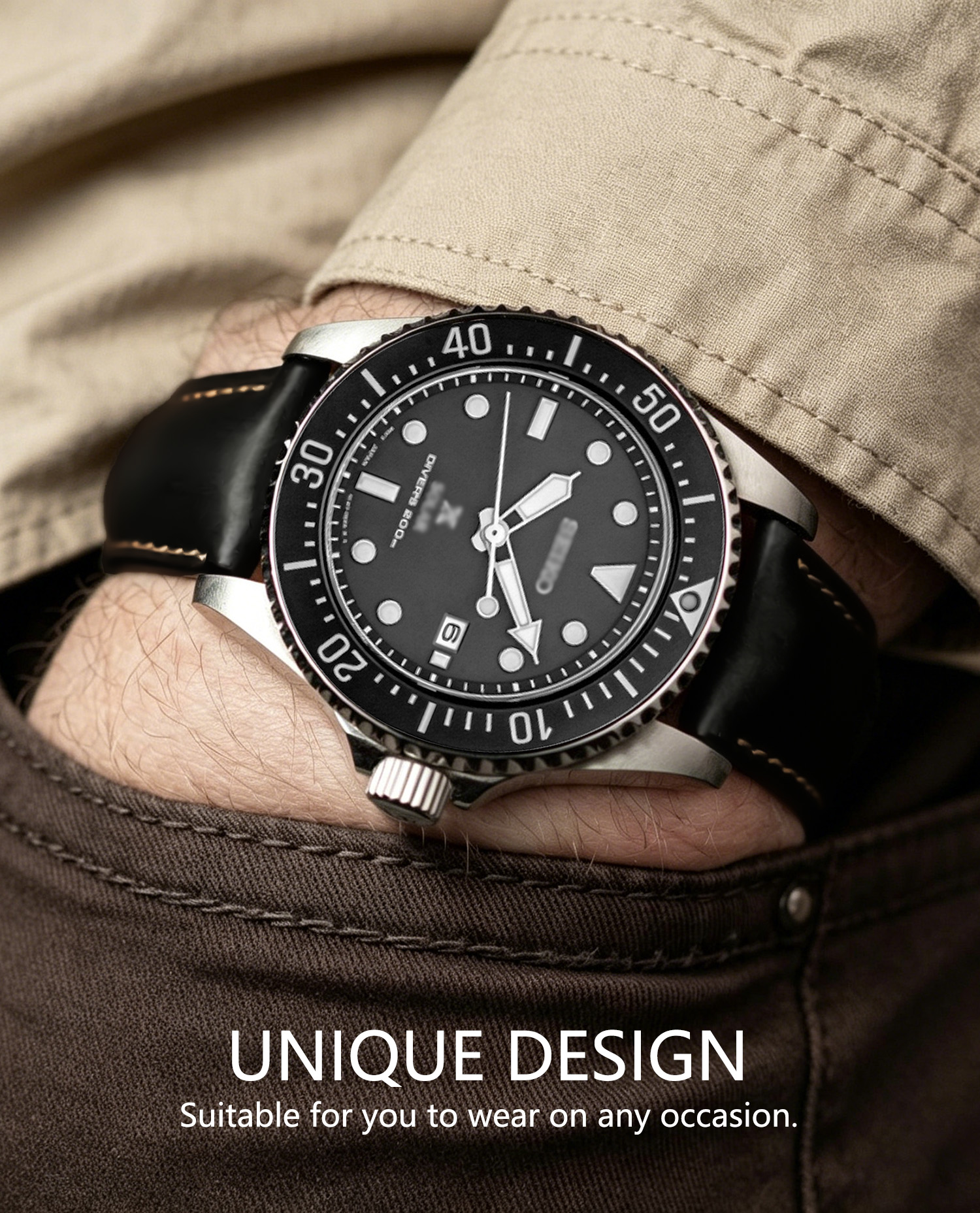 Wax Genuine Leather Men Women  - Rubber Strap Diver のレビューと価格
