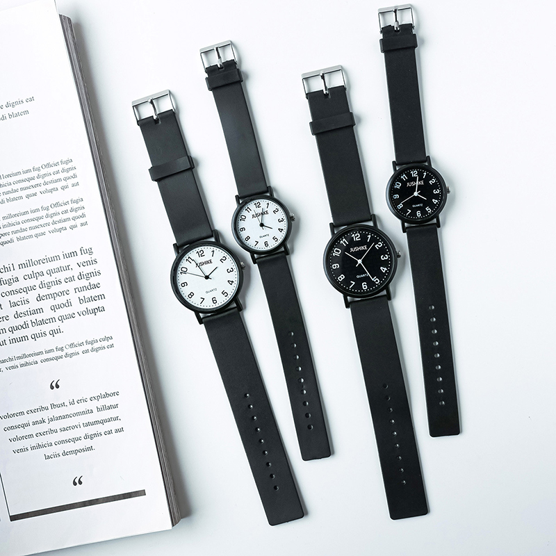 Simple Black Watch Quartz Watc - Silicone Band Women のレビューと価格
